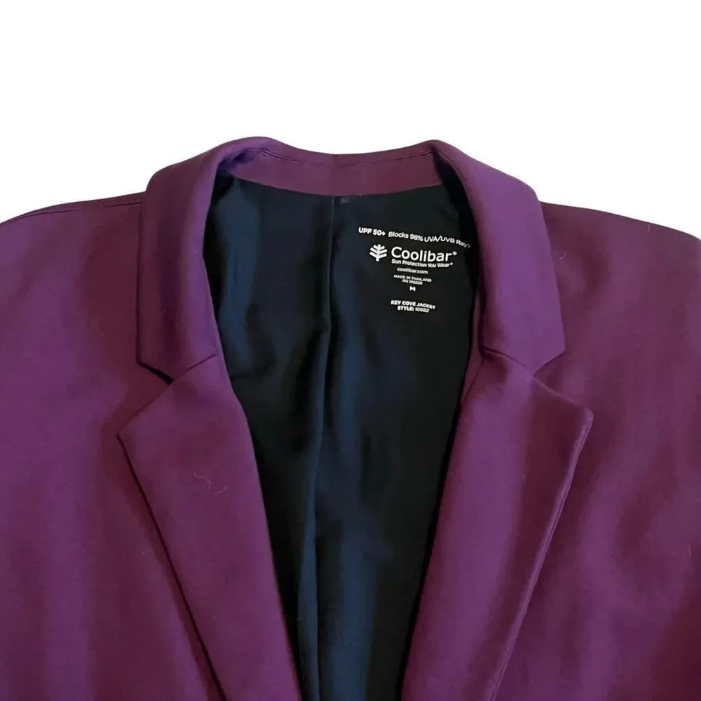 Coolibar Women's Key Cove Jacket Single Button Blazer UPF 50 Deep Wine Sz M - Picture 4 of 11